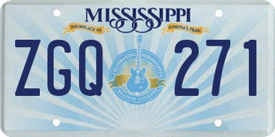 MS license plate ZGQ271