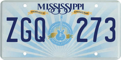 MS license plate ZGQ273