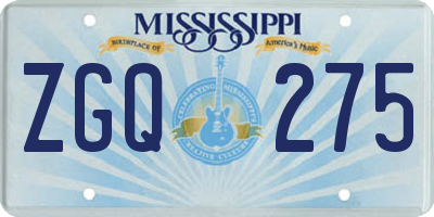 MS license plate ZGQ275