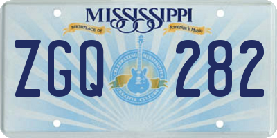 MS license plate ZGQ282