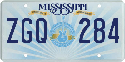 MS license plate ZGQ284