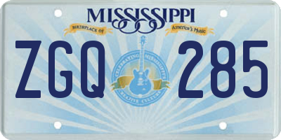 MS license plate ZGQ285
