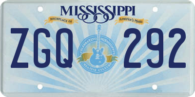 MS license plate ZGQ292