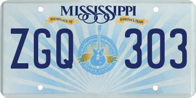 MS license plate ZGQ303