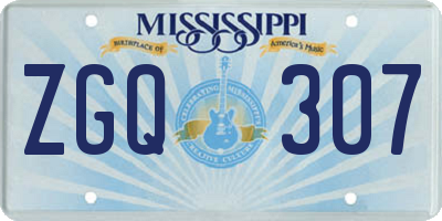 MS license plate ZGQ307