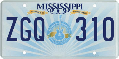 MS license plate ZGQ310
