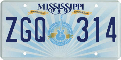 MS license plate ZGQ314