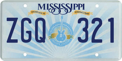 MS license plate ZGQ321