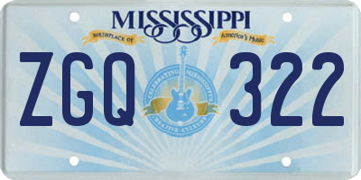 MS license plate ZGQ322