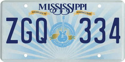 MS license plate ZGQ334