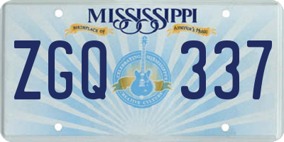 MS license plate ZGQ337
