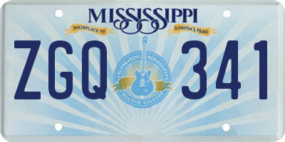 MS license plate ZGQ341