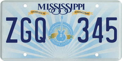 MS license plate ZGQ345