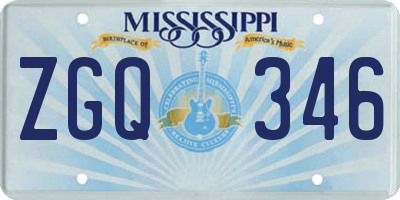 MS license plate ZGQ346