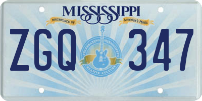 MS license plate ZGQ347