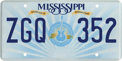 MS license plate ZGQ352