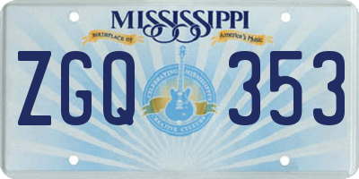 MS license plate ZGQ353