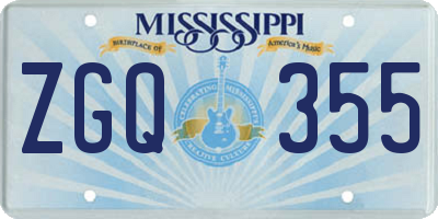 MS license plate ZGQ355