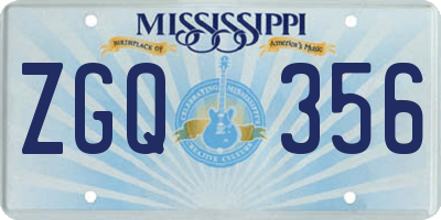MS license plate ZGQ356
