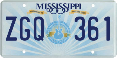 MS license plate ZGQ361