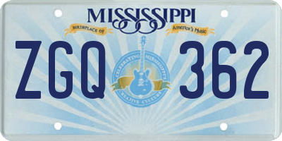 MS license plate ZGQ362
