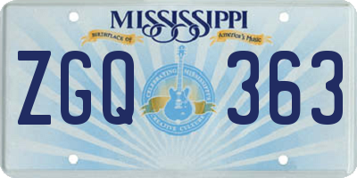 MS license plate ZGQ363