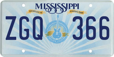 MS license plate ZGQ366