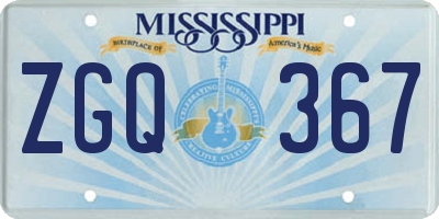 MS license plate ZGQ367