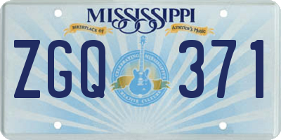 MS license plate ZGQ371