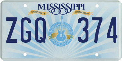 MS license plate ZGQ374