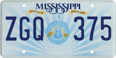 MS license plate ZGQ375