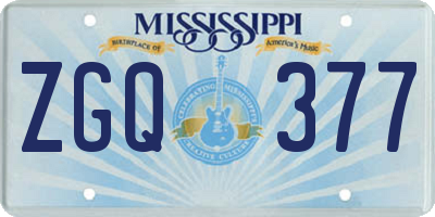 MS license plate ZGQ377