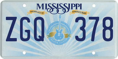 MS license plate ZGQ378