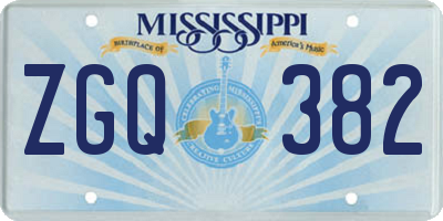 MS license plate ZGQ382