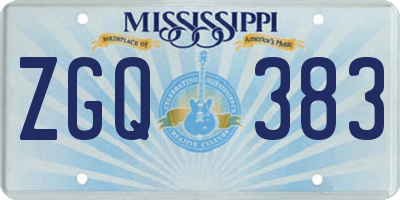 MS license plate ZGQ383