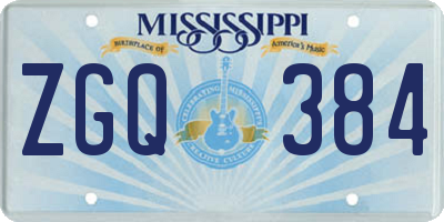 MS license plate ZGQ384
