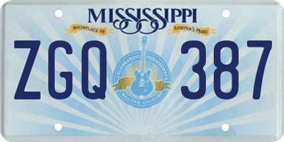 MS license plate ZGQ387