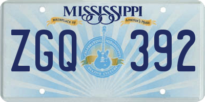 MS license plate ZGQ392