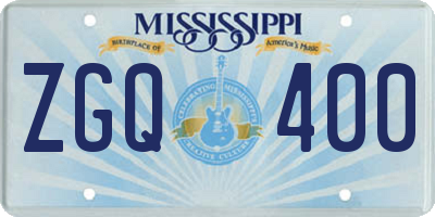 MS license plate ZGQ400