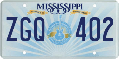 MS license plate ZGQ402