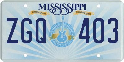 MS license plate ZGQ403