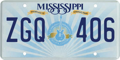 MS license plate ZGQ406