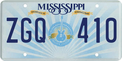 MS license plate ZGQ410