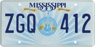 MS license plate ZGQ412