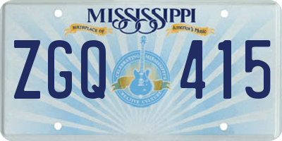 MS license plate ZGQ415