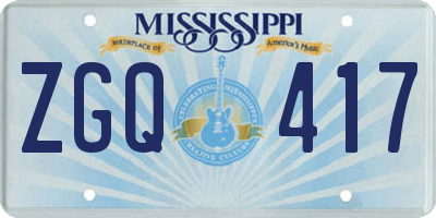 MS license plate ZGQ417