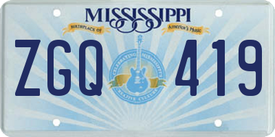 MS license plate ZGQ419