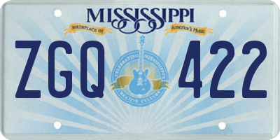 MS license plate ZGQ422