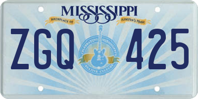 MS license plate ZGQ425