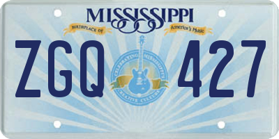 MS license plate ZGQ427